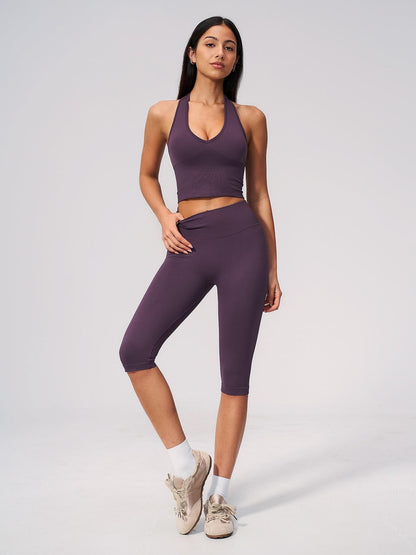 Yoga Set Seamless Ribbed Tight Shockproof High Elasticity Butt Lifter Tummy Control Running Training… - image 14