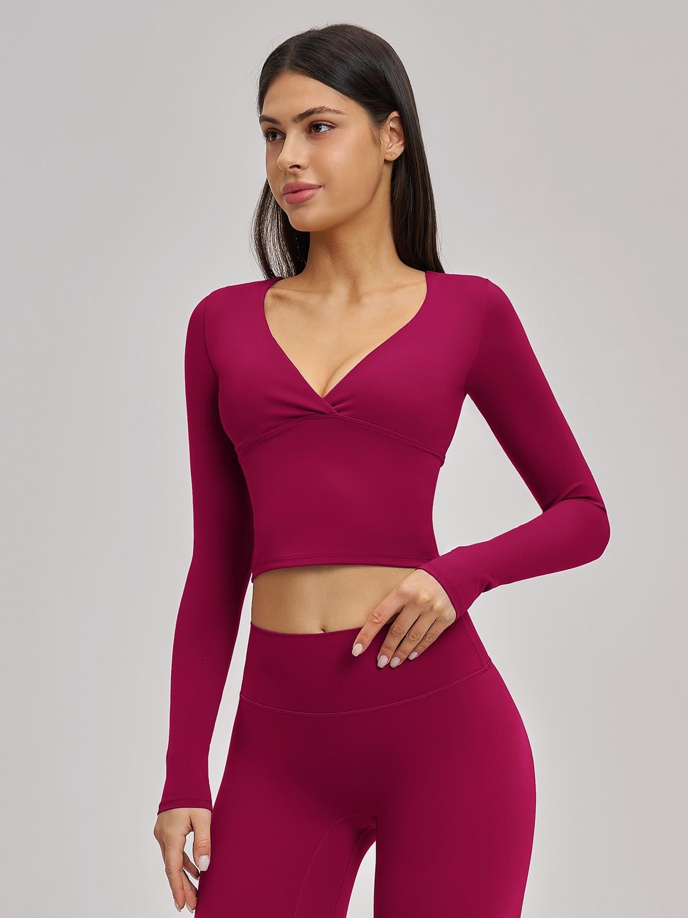 Women's Long Sleeve Yoga Top, European & American Style Spring Summer Pilates Workout Shirt - image 11