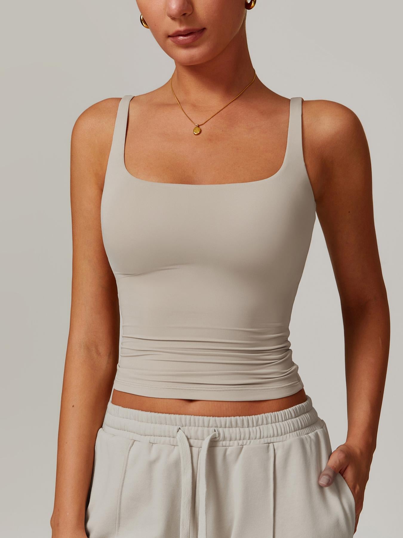 Women's Solid Color Sports Singlet with Built-In Bra Cups, High Stretch Comfortable Breathable Quick… - image 19