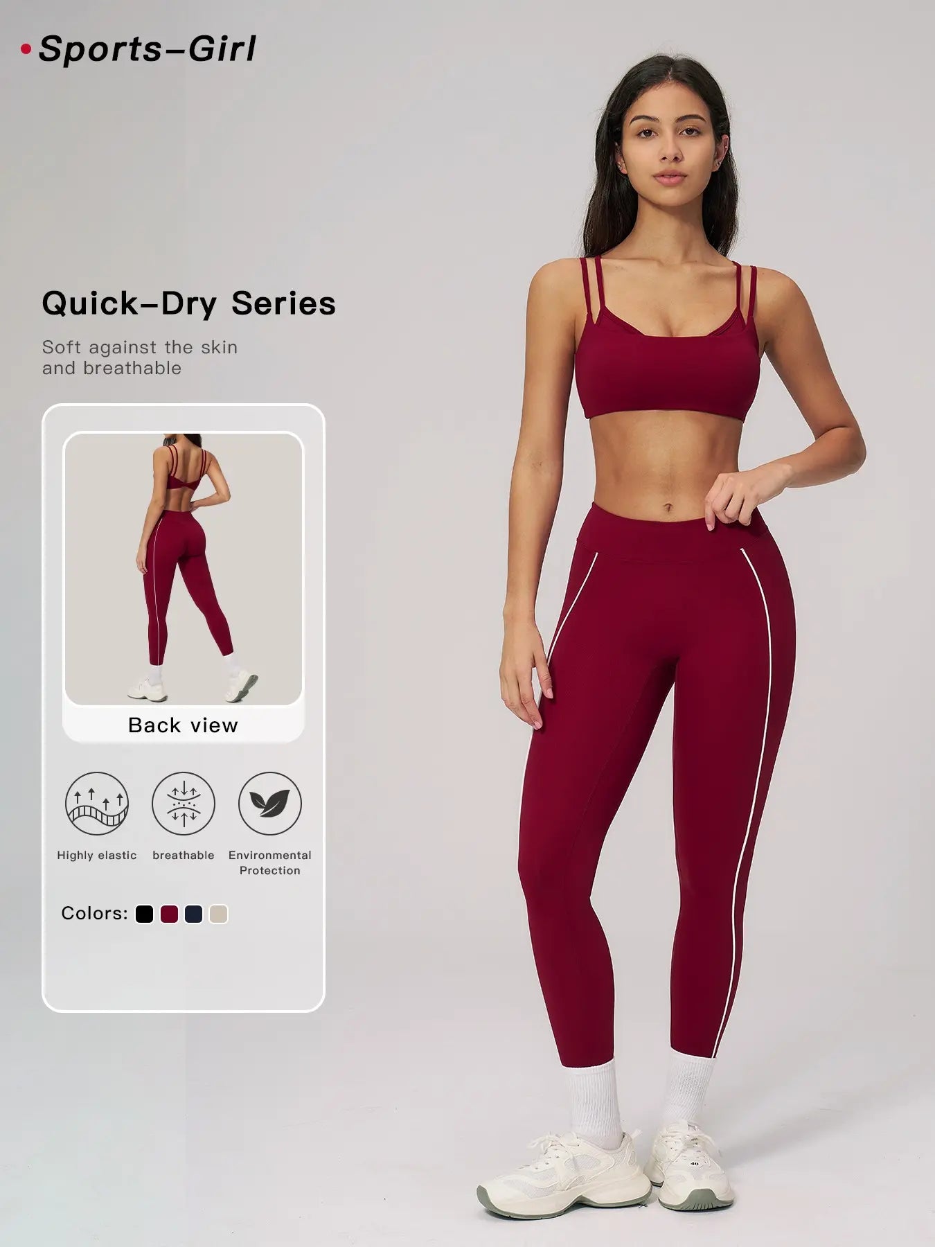 Women's Bare-Look Yoga Set, Contrast Stitching - image 3