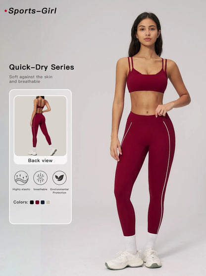 Women's Bare-Look Yoga Set, Contrast Stitching - image 3