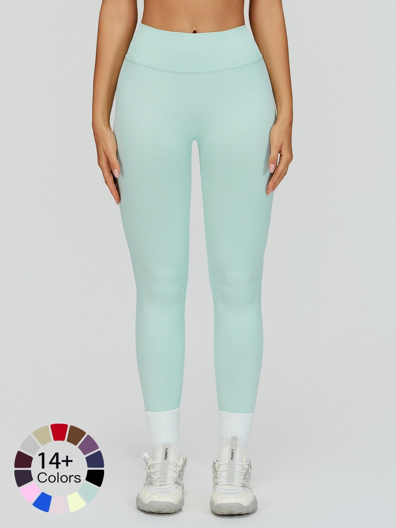 Seamless Peach Butt Yoga Pants, V-Shape Tight Fit Slimming Running Sports Quick-Dry Fitness Long Pants - image 17