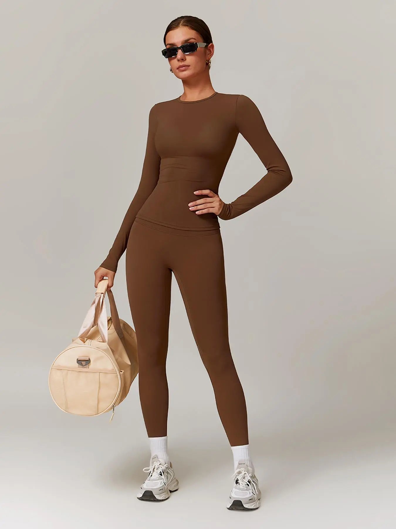 Women’s Quick Dry Long Sleeve & High Waist Leggings Sets for Fitness