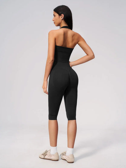 Yoga Set Seamless Ribbed Tight Shockproof High Elasticity Butt Lifter Tummy Control Running Training… - image 6