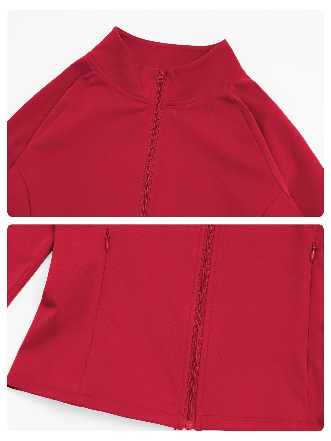 Women's Long Sleeve Essential Yoga Jacket with Zipper Pockets, Fleece Lined Tight Fit Outdoor Sports… - image 17