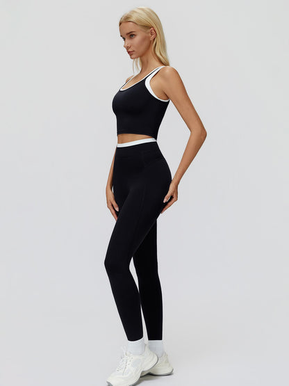 Women's 2-Piece Colorblock Yoga Set, High-Waisted Ribbed Casual Fitness Sportswear - image 12