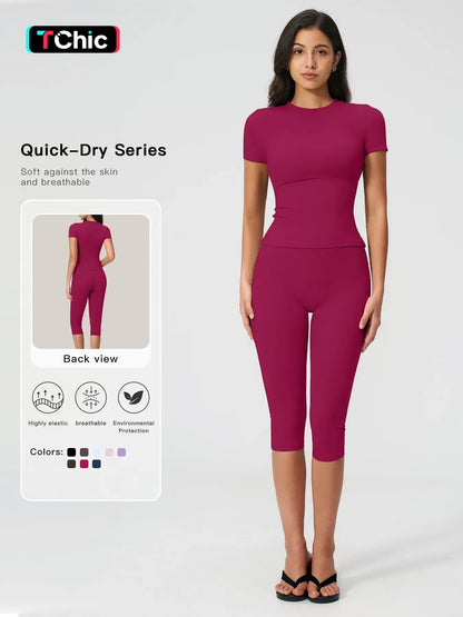 Breathable Tight Yoga Set, High Waist Quick-Dry Fitness Wear