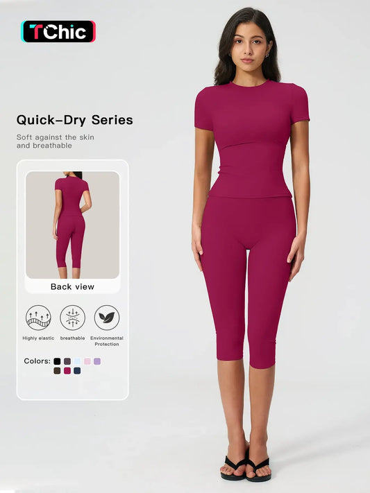 Breathable Tight Yoga Set, High Waist Quick-Dry Fitness Wear
