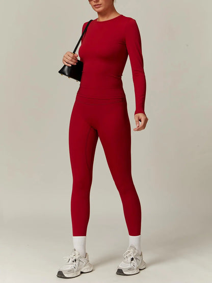 Women’s Quick Dry Long Sleeve & High Waist Leggings Sets for Fitness