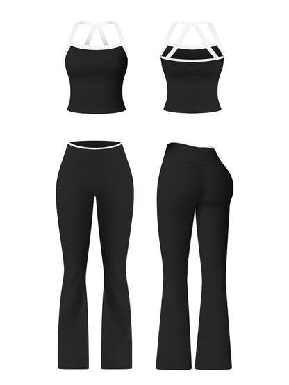 Women's Colorblock Sports Set, Sports Bra & Flare Leg Pants - image 18