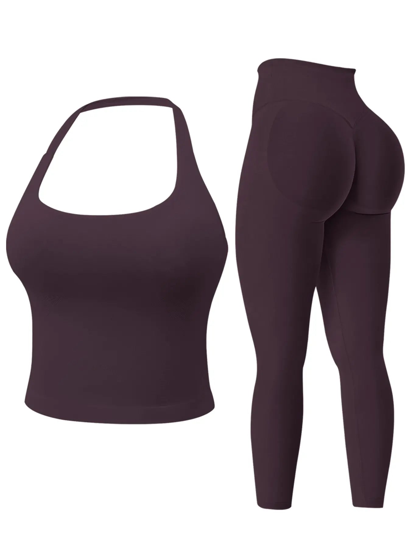 Two-Piece Set Women's Solid Seamless Crop Tank Top & High Waist Leggings Tracksuit Set…