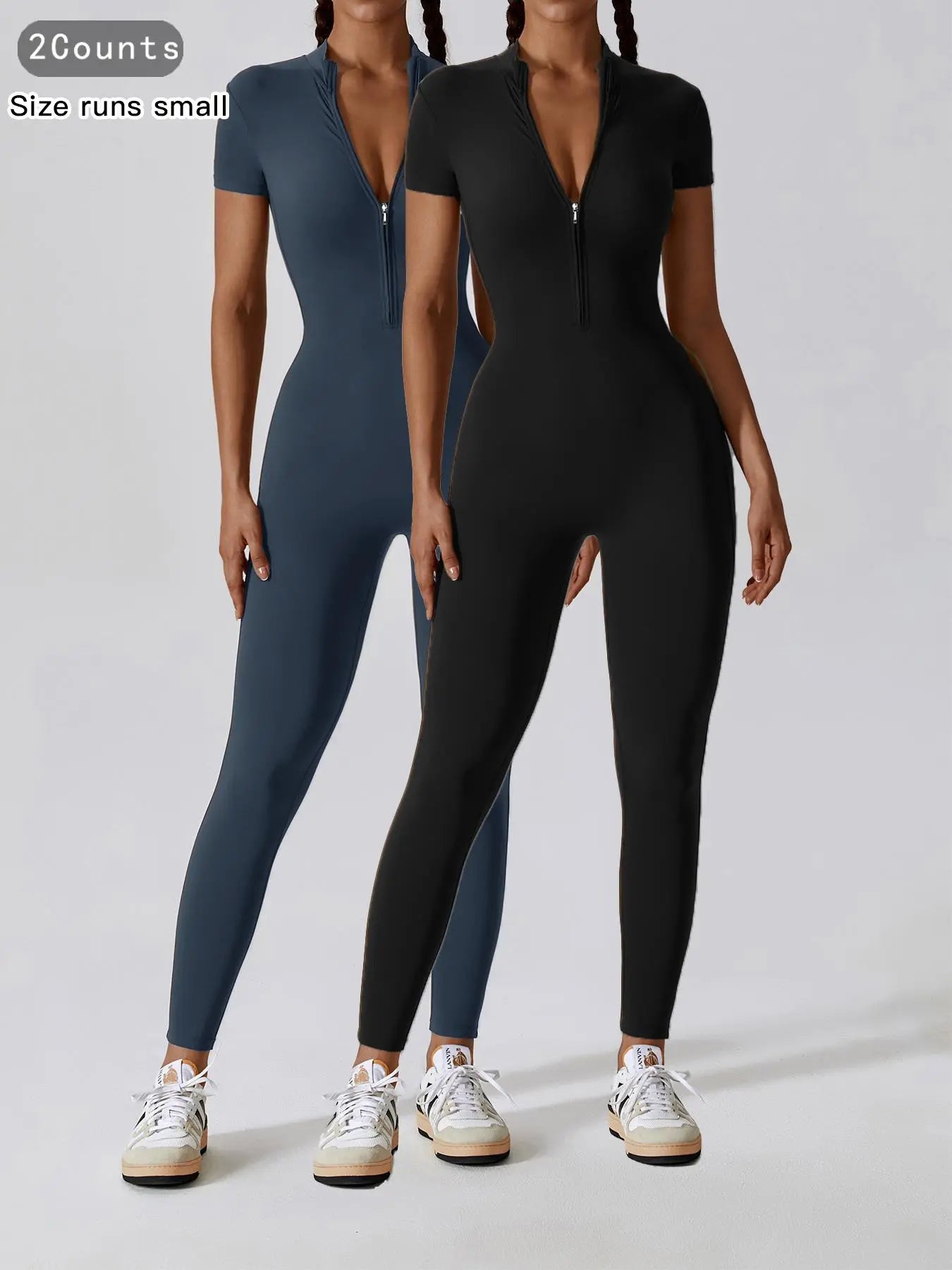 Women's Quick Dry Zipper Jumpsuit for Yoga and Gym Workout
