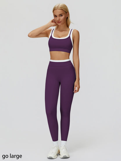 Women's Two-Piece Colorblock Yoga Set, High-Waisted Ribbed Casual Fitness Sportswear - image 27