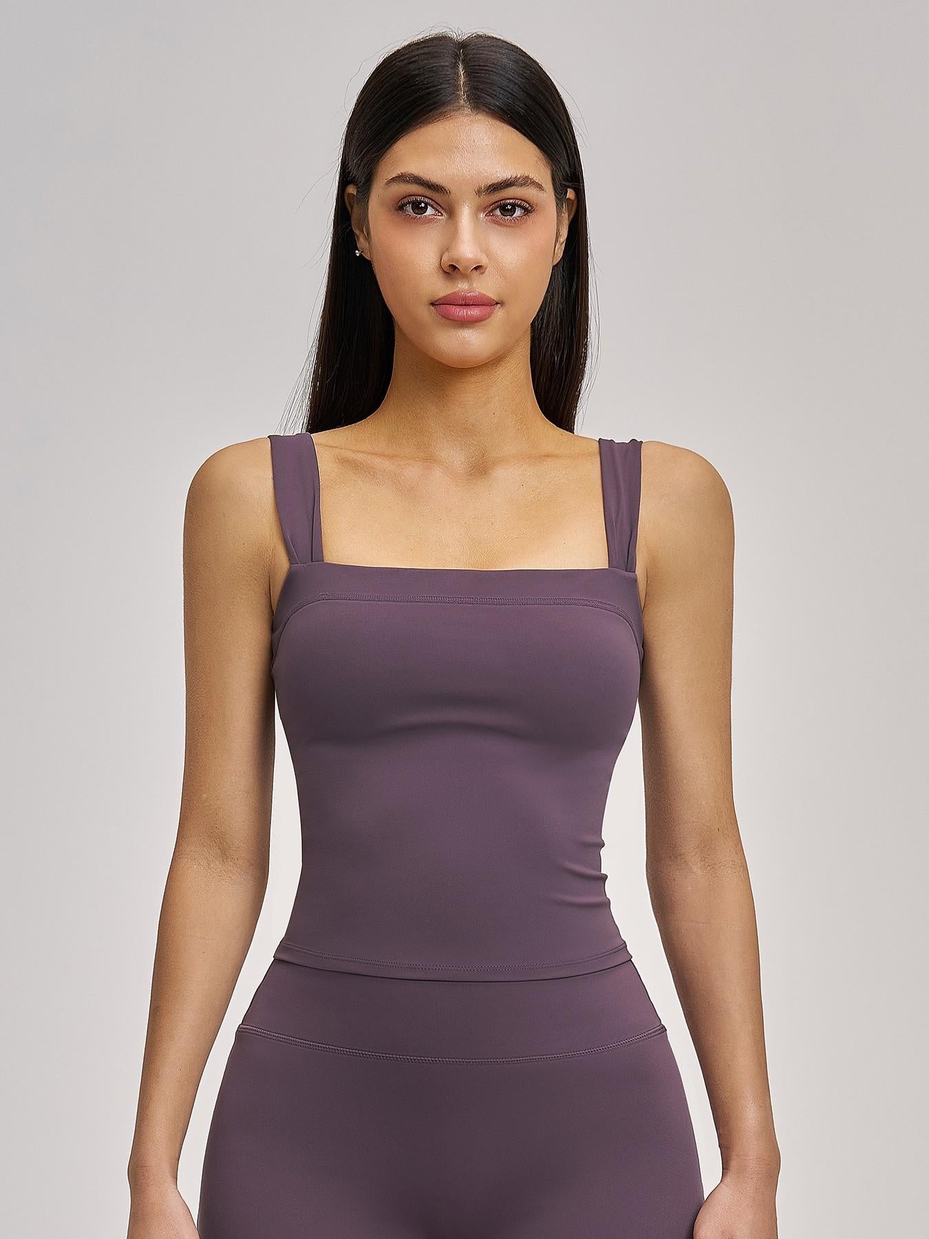 High Elasticity Square Neck Yoga Tank Top with Chest Padding, Outdoor Fitness Sports Bra for Women - image 11