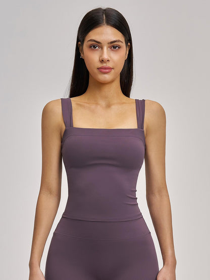 High Elasticity Square Neck Yoga Tank Top with Chest Padding, Outdoor Fitness Sports Bra for Women - image 11