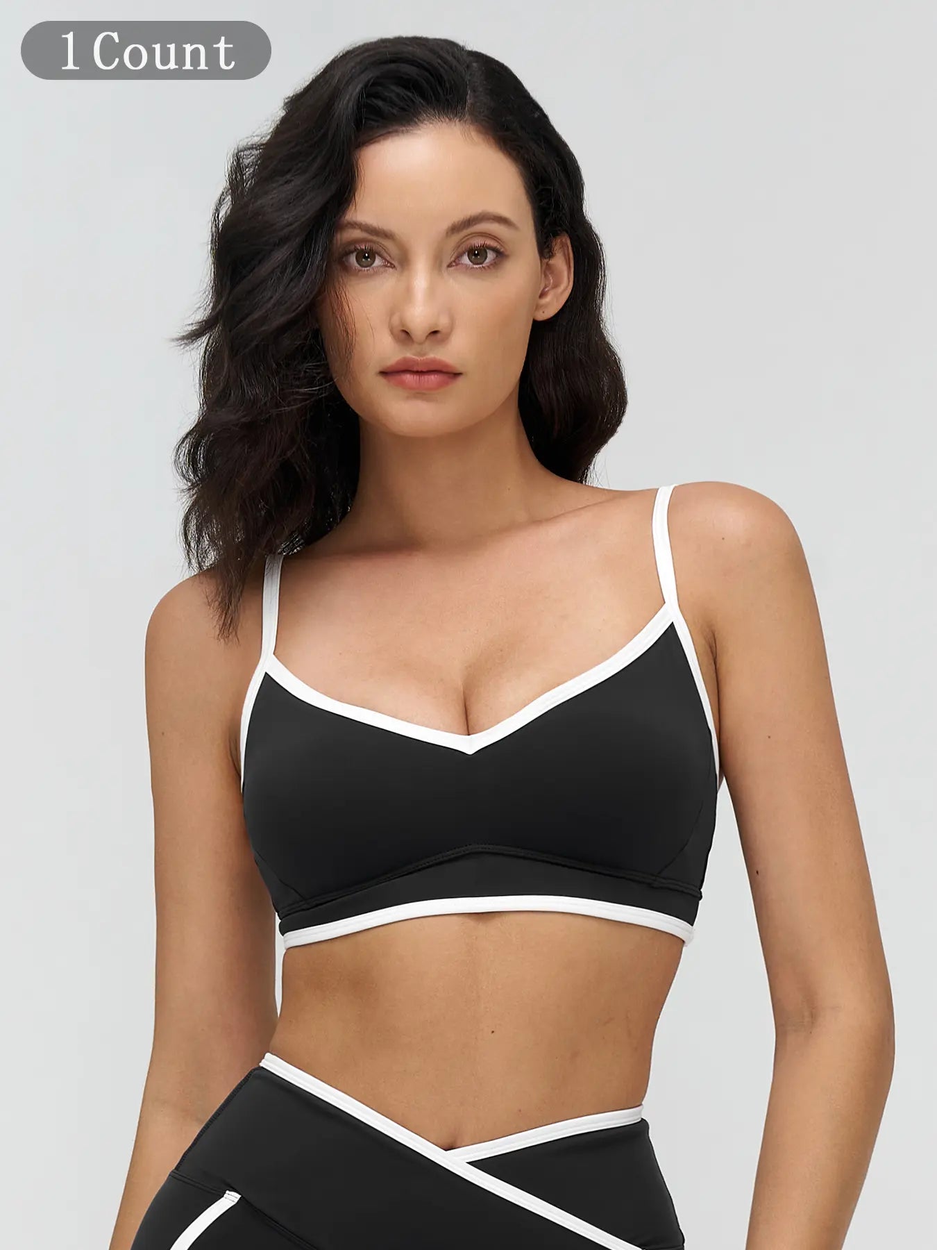 Women's Colorblock Yoga Bralette, Dual Shoulder Straps Design