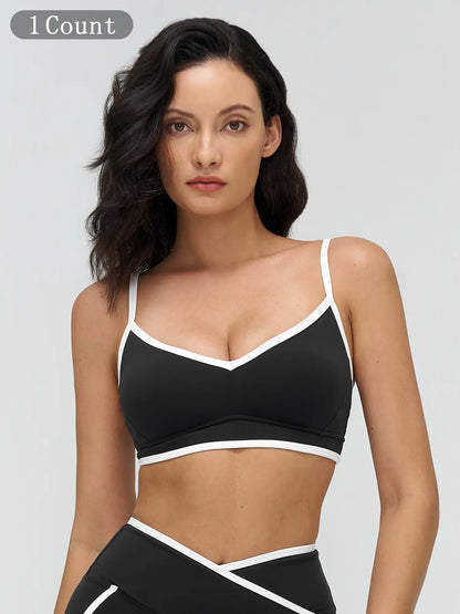 Women's Colorblock Yoga Bralette, Dual Shoulder Straps Design