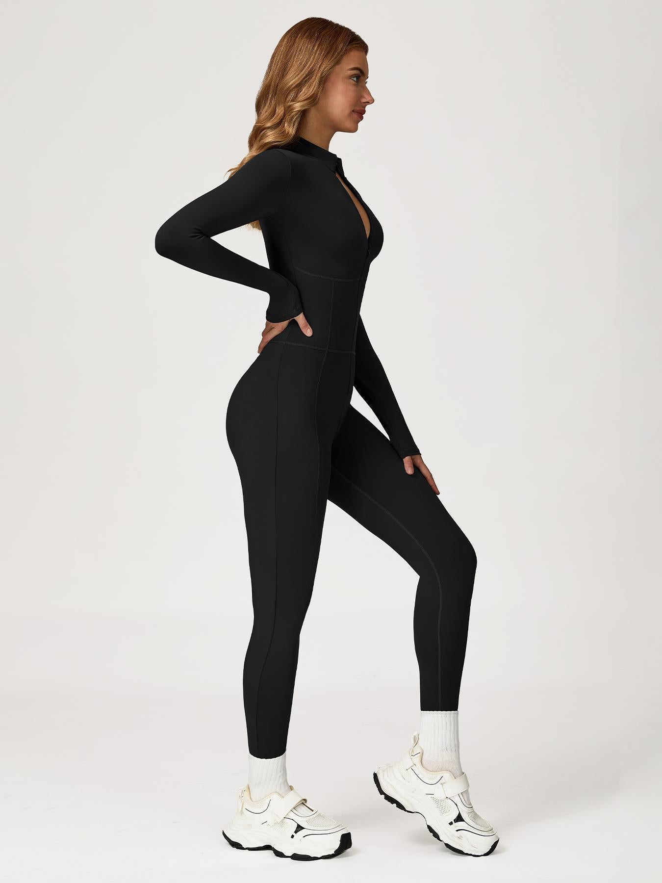 Women's One-Piece Jumpsuit with Stand Collar Zipper Design, Warm Long Sleeve Outdoor Casual Sports… - image 14