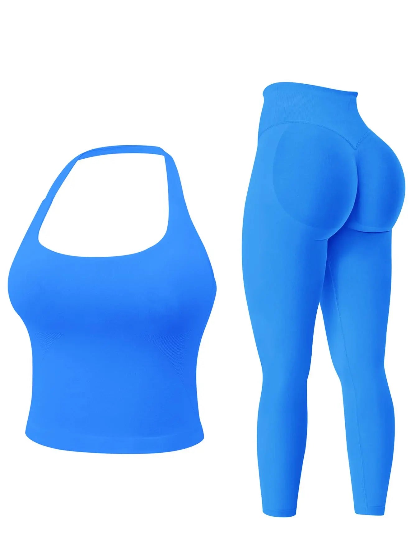 Two-Piece Set Women's Solid Seamless Crop Tank Top & High Waist Leggings Tracksuit Set…