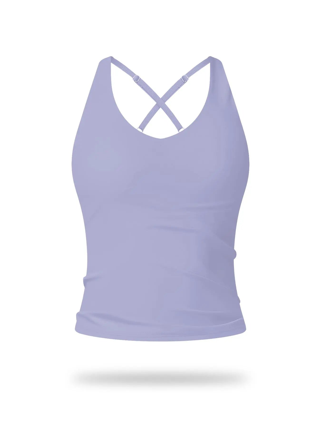 Women's Solid Color Criss Cross Back Sports Bra, Workout Bra