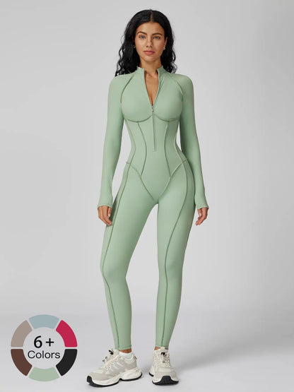 Women's High-Intensity Yoga Workout, Colorblock Stand Collar Romper - image 3