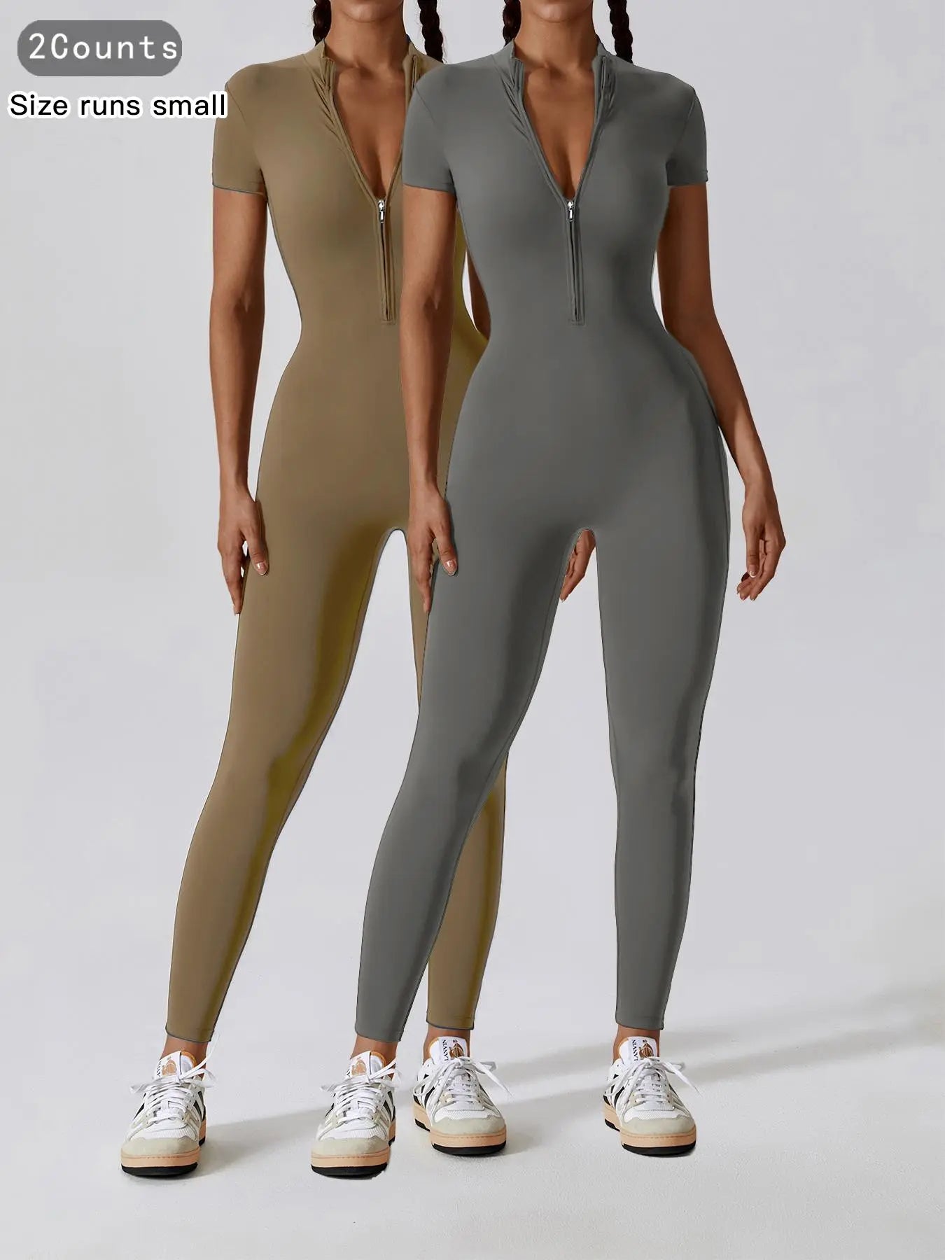 Women's Quick Dry Zipper Jumpsuit for Yoga and Gym Workout