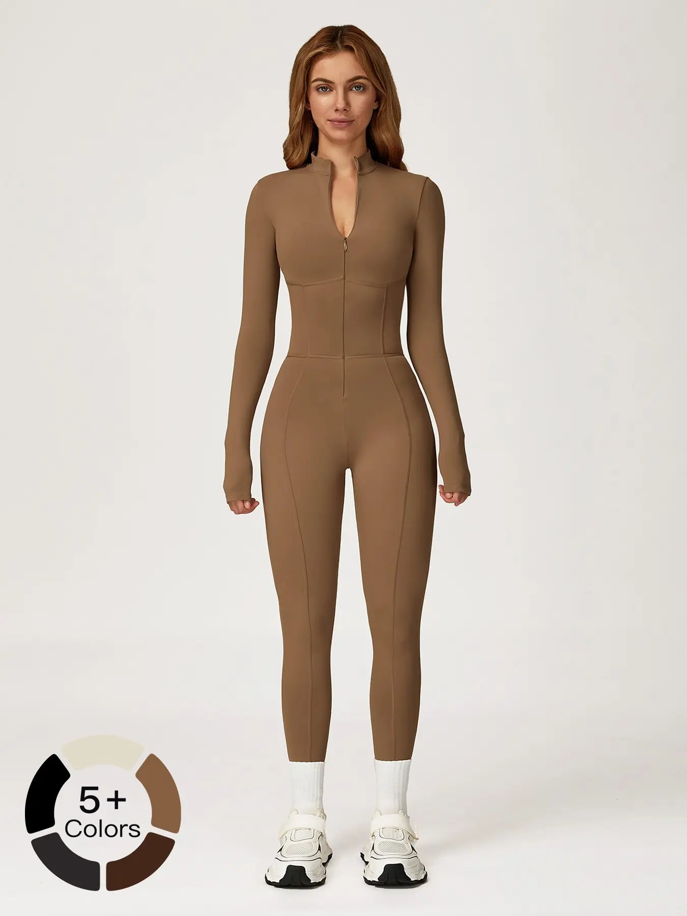 One-Piece Bodysuit with Stand Collar and Zipper, Warm Long Sleeve Outdoor Leisure Sports Fitness Yoga…