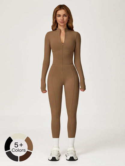 One-Piece Bodysuit with Stand Collar and Zipper, Warm Long Sleeve Outdoor Leisure Sports Fitness Yoga…