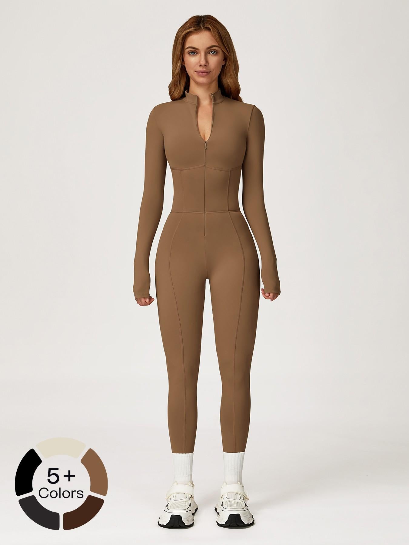 One-Piece Bodysuit with Stand Collar and Zipper, Warm Long Sleeve Outdoor Leisure Sports Fitness Yoga… - image 18