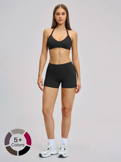 Cross-Border Brushed Yoga Set, Hollow Back Halter Top