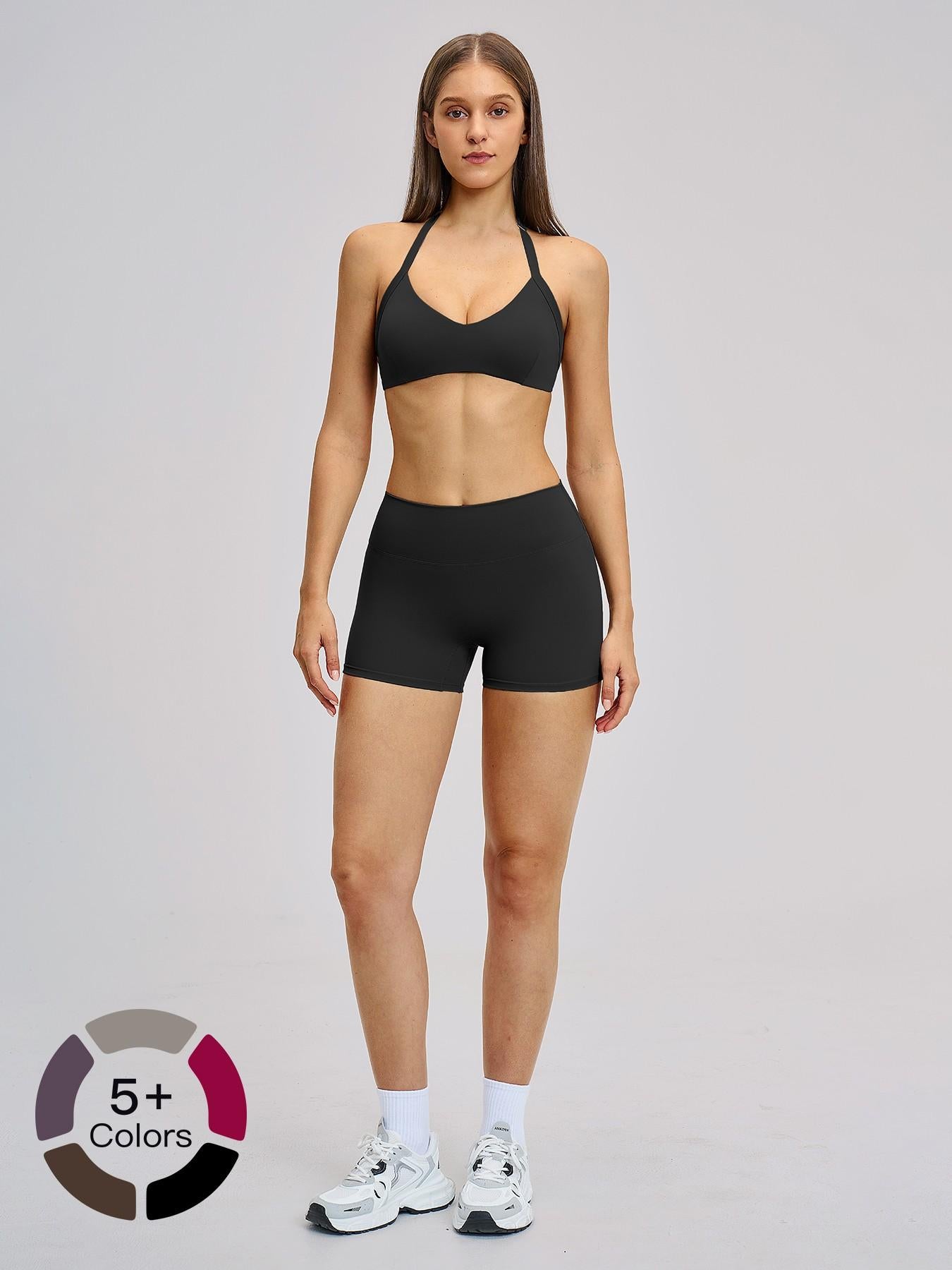 Cross-Border Brushed Yoga Set, Hollow Back Halter Top - image 11
