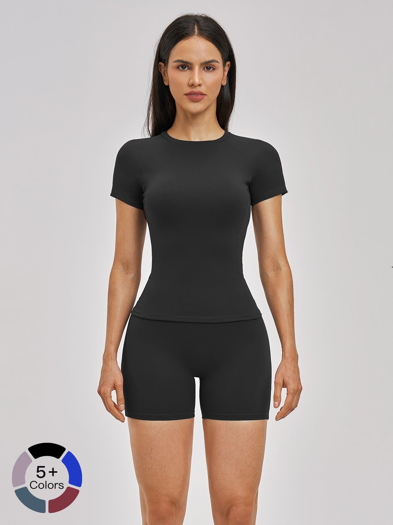 Spring Cross-Border Fleece Short Sleeve Sports Set, Women's Yoga Fitness - image 20