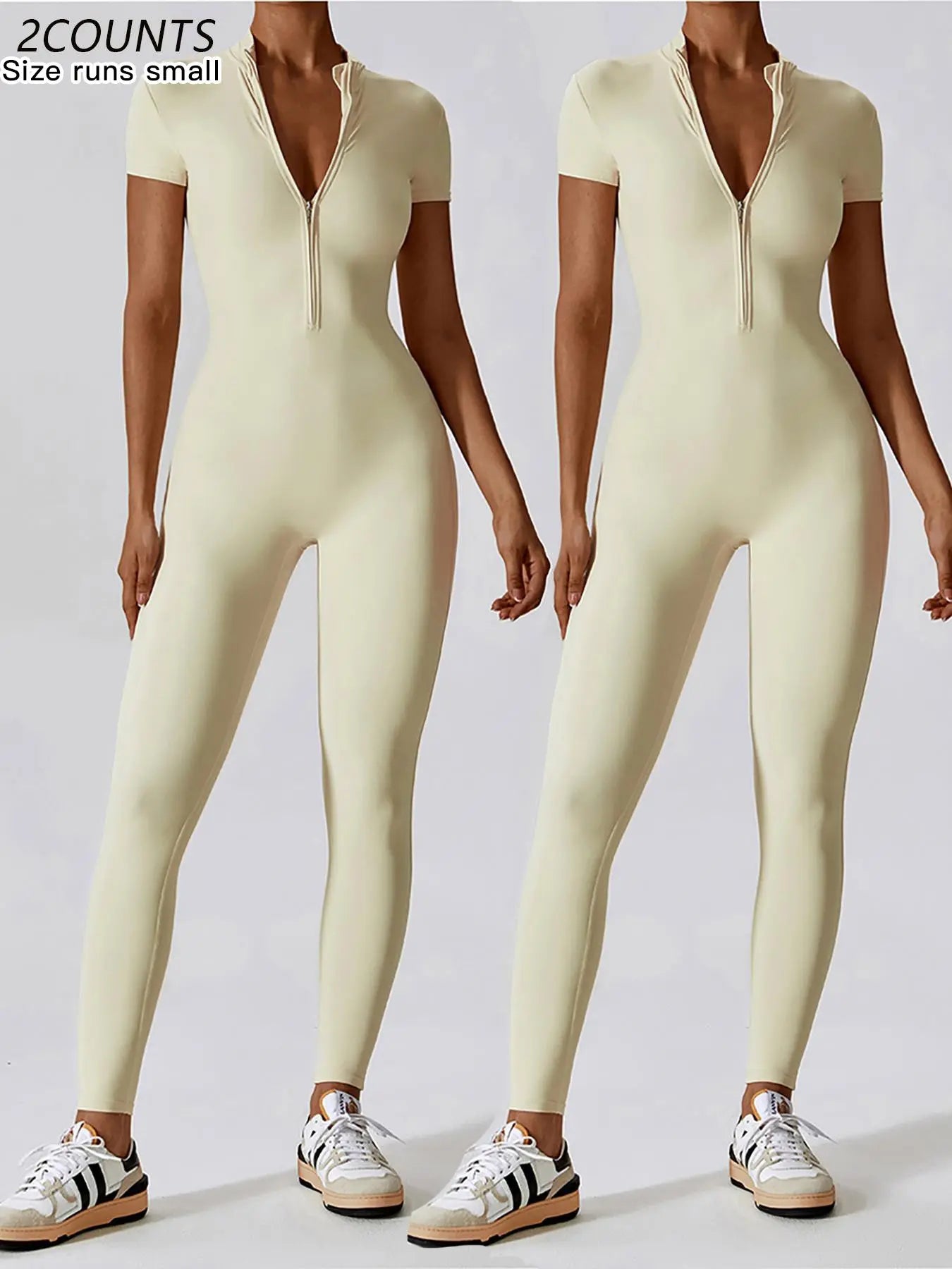 Women's Quick Dry Zipper Jumpsuit for Yoga and Gym Workout