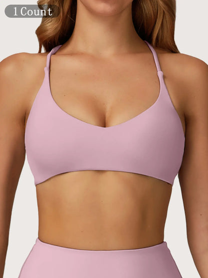 Fast-Drying Yoga Sports Bra with Cross Back Design, High-Intensity Workout Wear for Running and Fitness