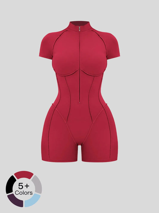 European and American Cross-Border Fitness One-Piece, Stand Collar Zipper - image 2
