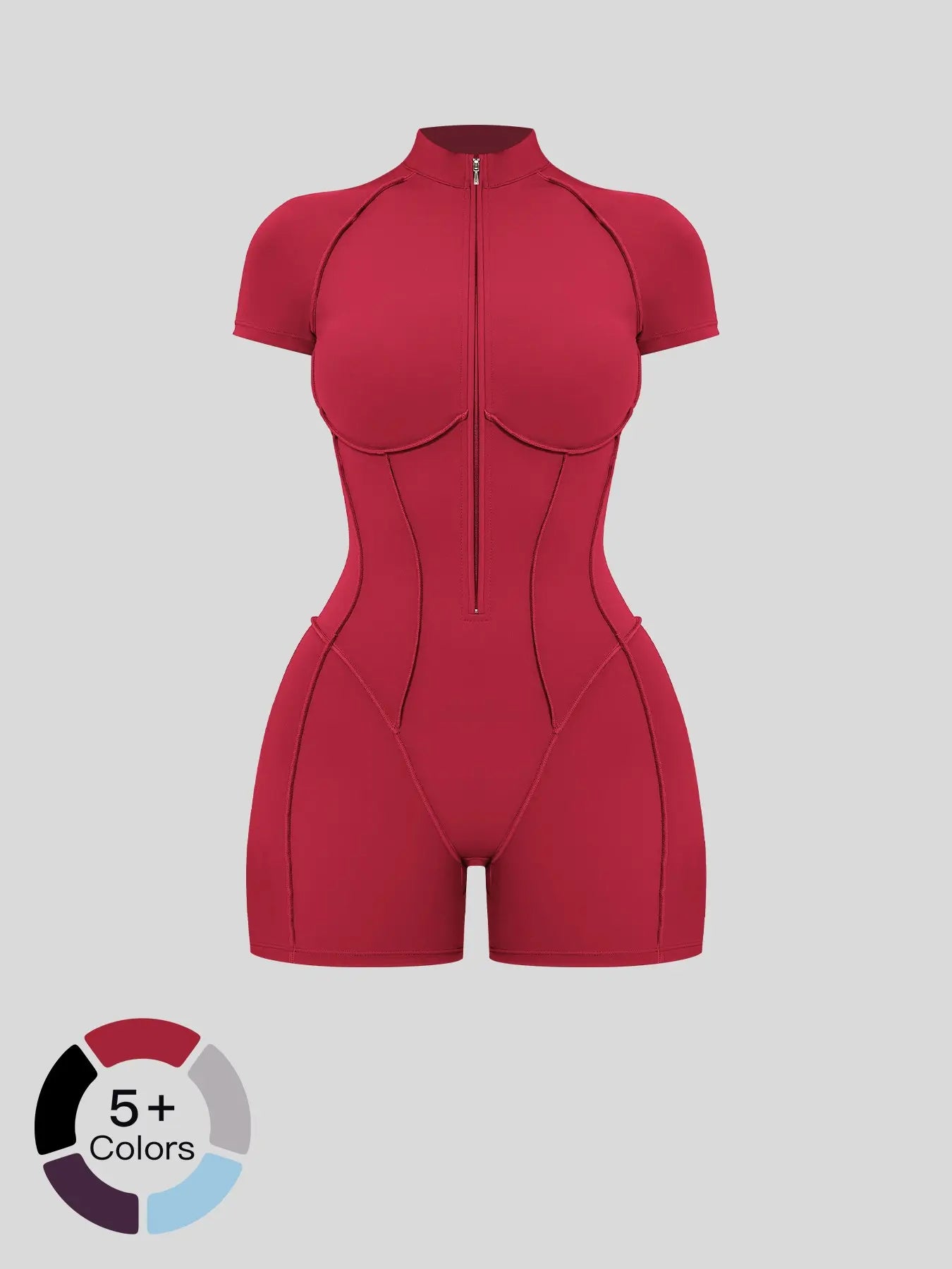 European and American Cross-Border Fitness One-Piece, Stand Collar Zipper