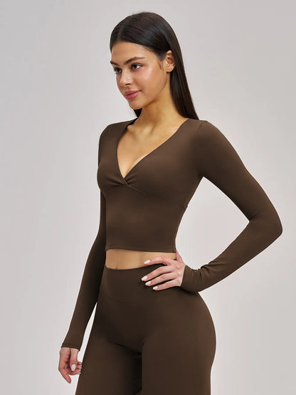 Women's Long Sleeve Yoga Top, European & American Style Spring Summer Pilates Workout Shirt - image 6