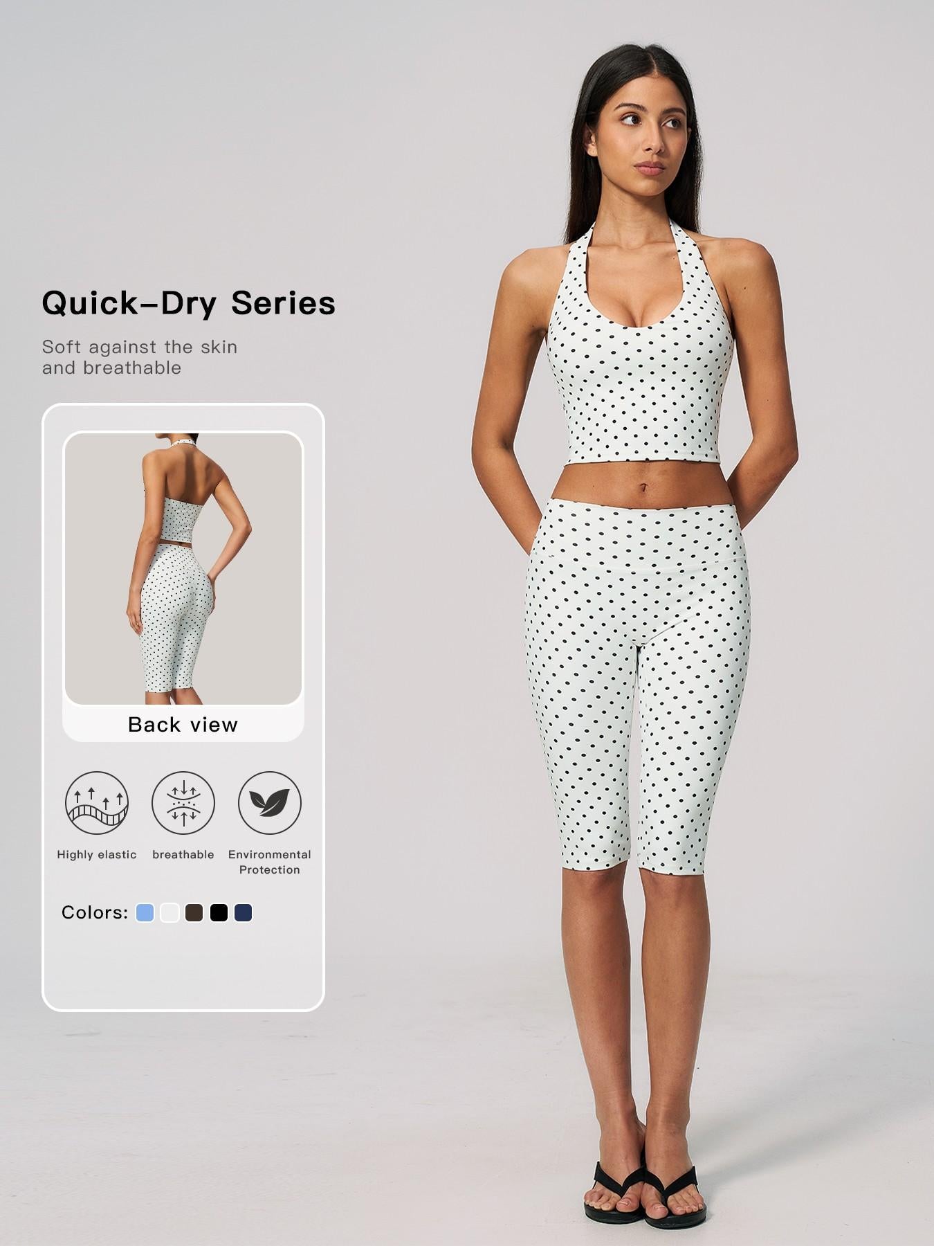 Dot Pattern Yoga Set for Women, Polyester Ammonia Print Deep V High Elastic Fitness Sports Set - image 11