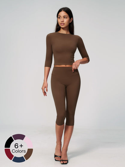 Women's New Fleece Sports Two-Piece Set, High-Waist Slim-Fit for Pilates - image 19