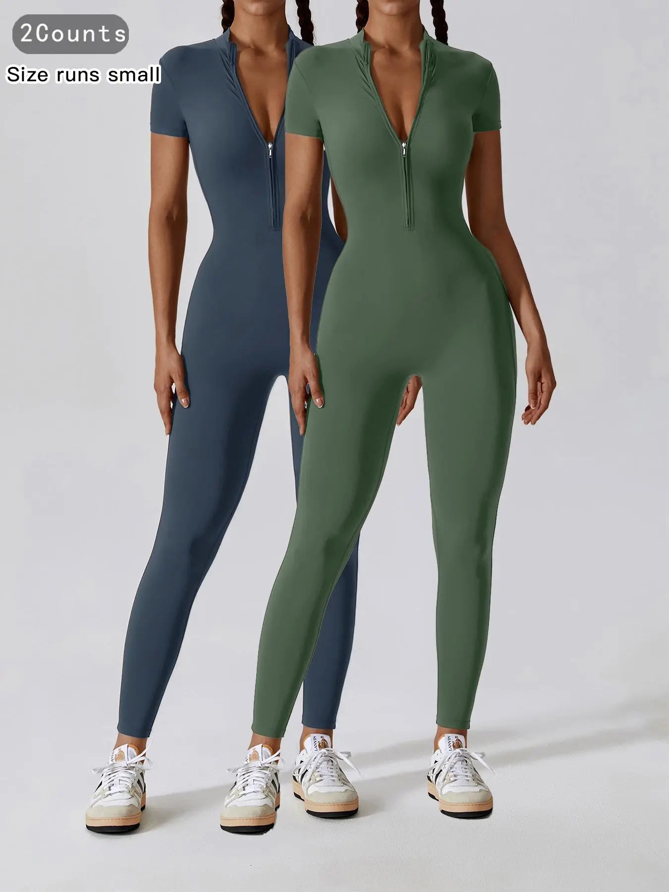 Women's Quick Dry Zipper Jumpsuit for Yoga and Gym Workout