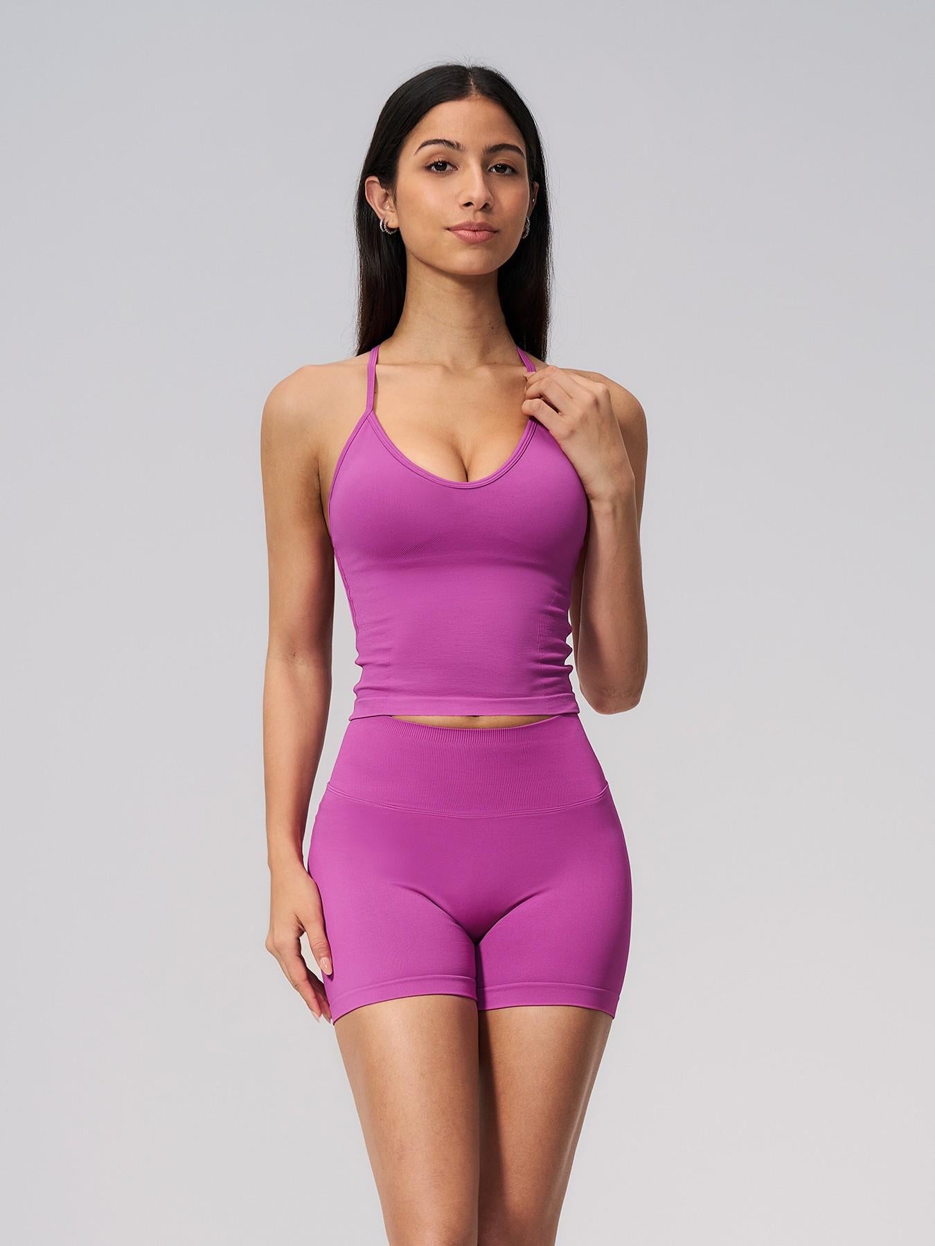 Seamless Knitted Sports Set, Cross Back Waist Trainer High-Waist Fitness Running Yoga for Women - image 15