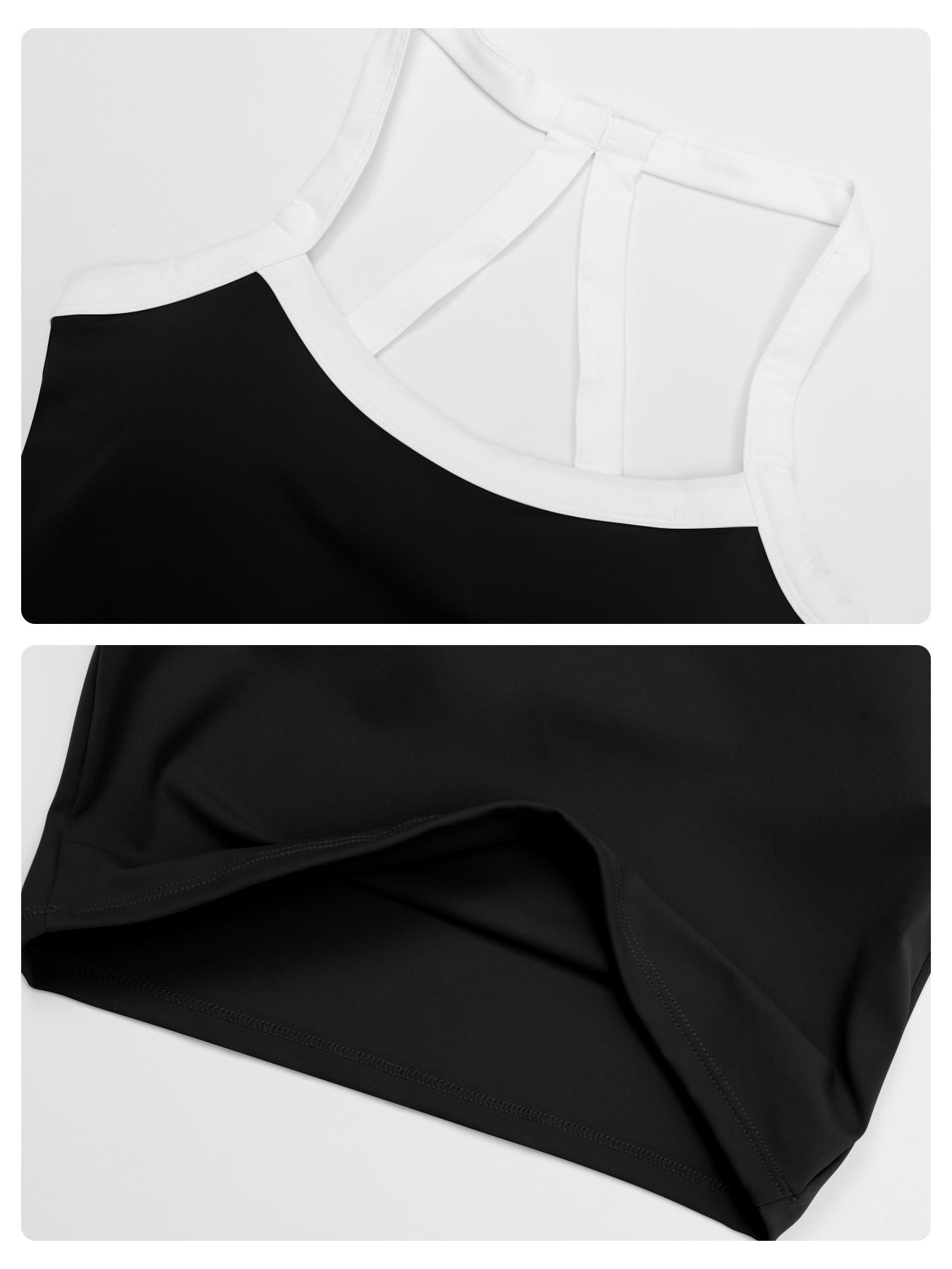 Women's Athletic Yoga Set, Sporty Plain Colorblock Crisscross Backless Crop Top & Tight-Fitting Shorts - image 18