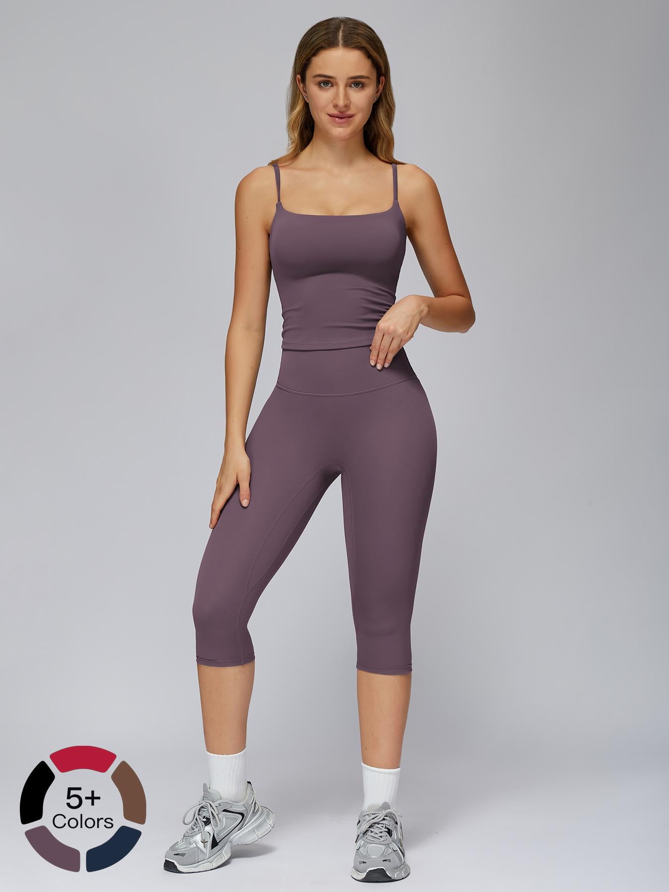 Women's Yoga Set, Tight-Fitting Mid-Thigh Pants & Casual Sports Tank Top - image 21