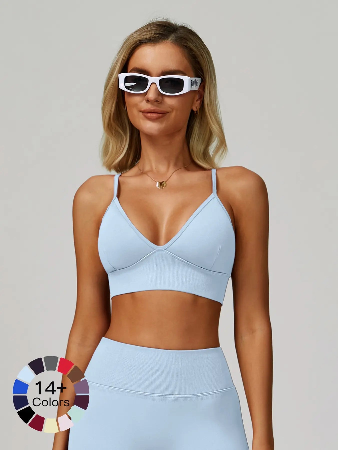 Seamless Yoga Bra with Shoulder Straps, Quick-Dry Sports Top - image 7