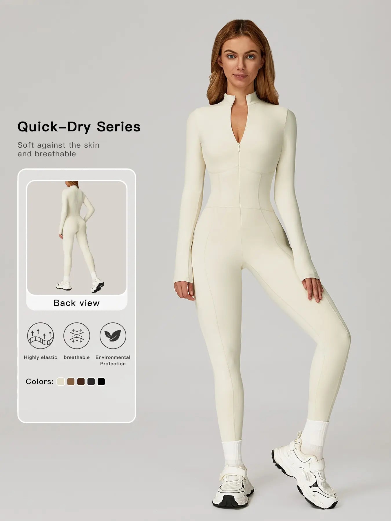One-Piece Bodysuit with Stand Collar and Zipper, Warm Long Sleeve Outdoor Leisure Sports Fitness Yoga…