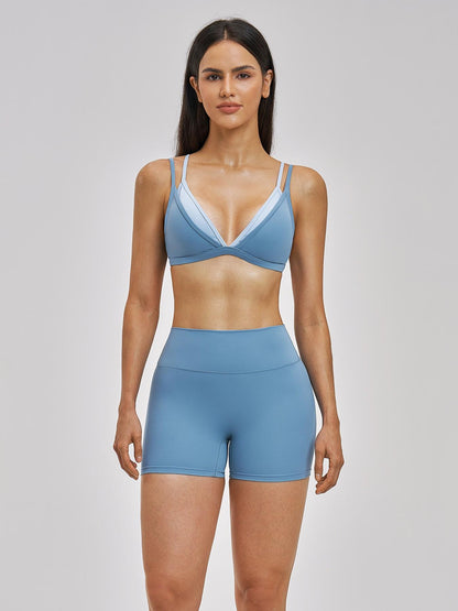 Women's Triangle Cup Wirefree Sports Bra & High Waist Skinny Shorts, Two-Piece Set - image 14