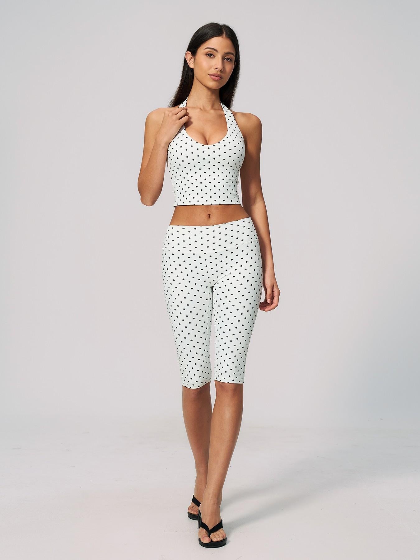 Dot Pattern Yoga Set for Women, Polyester Ammonia Print Deep V High Elastic Fitness Sports Set - image 14