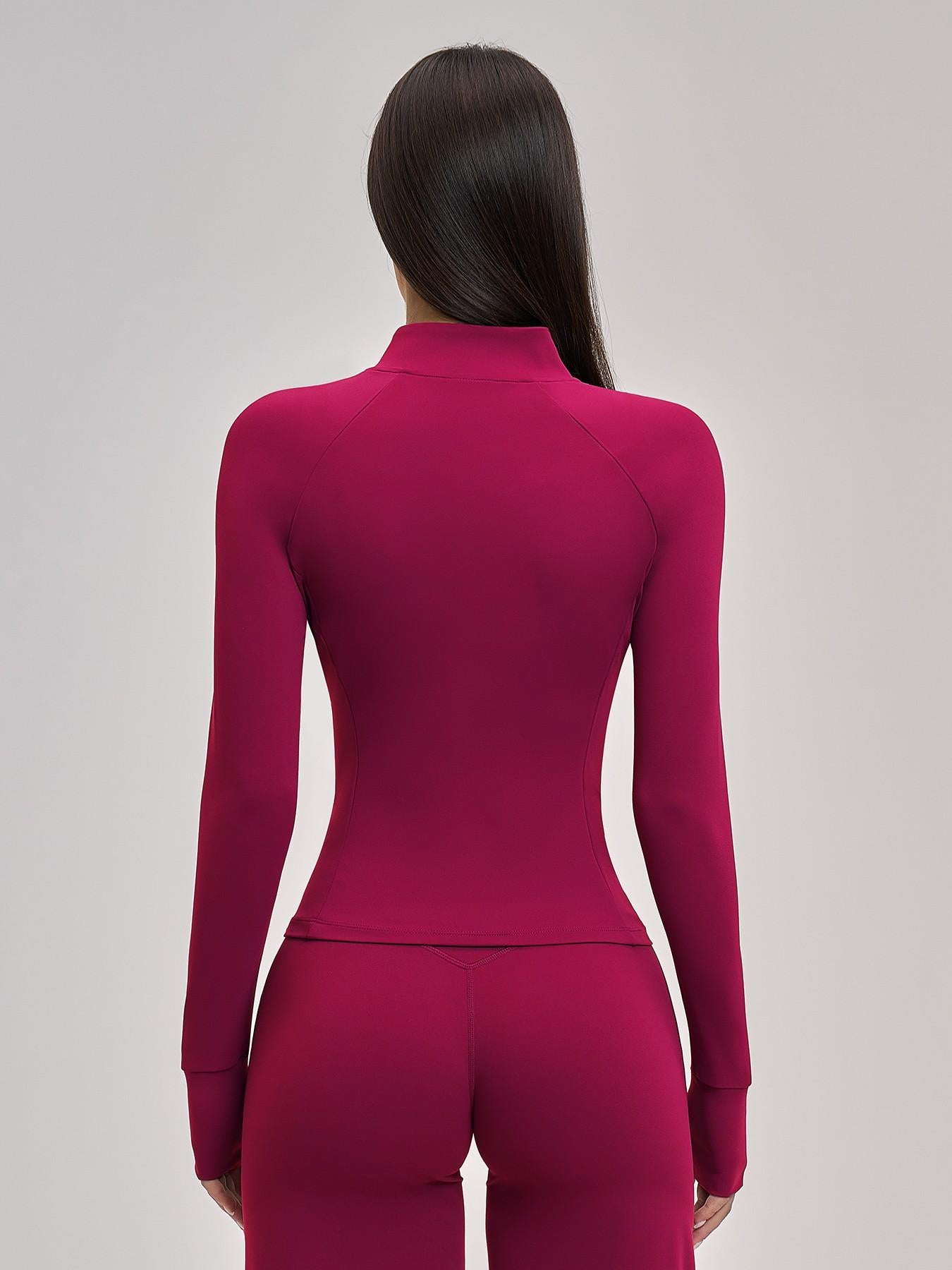 Women's Long Sleeve Yoga Essential Jacket with Zipper Pockets, Fleece Lined Tight Fit Outdoor Sports… - image 14