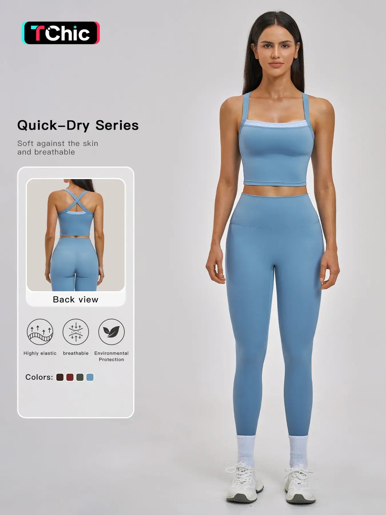 Cross-Back Sportswear Set, Quick-Dry Running & Fitness