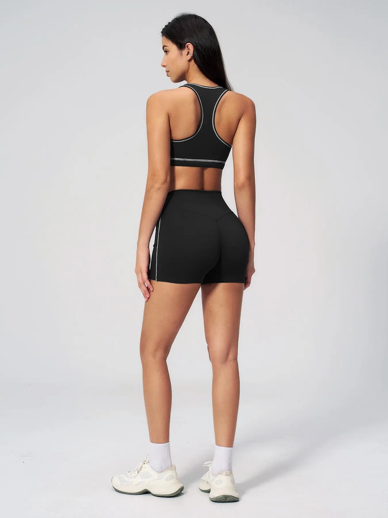 Two-Piece Colorblock Fleece Yoga Set, Sporty Patchwork Design - image 8